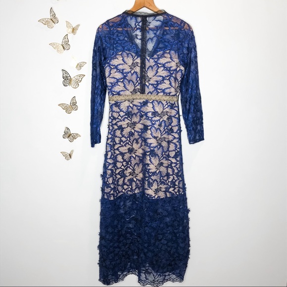 ๐ฆ๐ NWT FOXIEDOX x ANTHROPOLOGIE | Elegant Deep Blue Lace Dress - Picture 5 of 16
